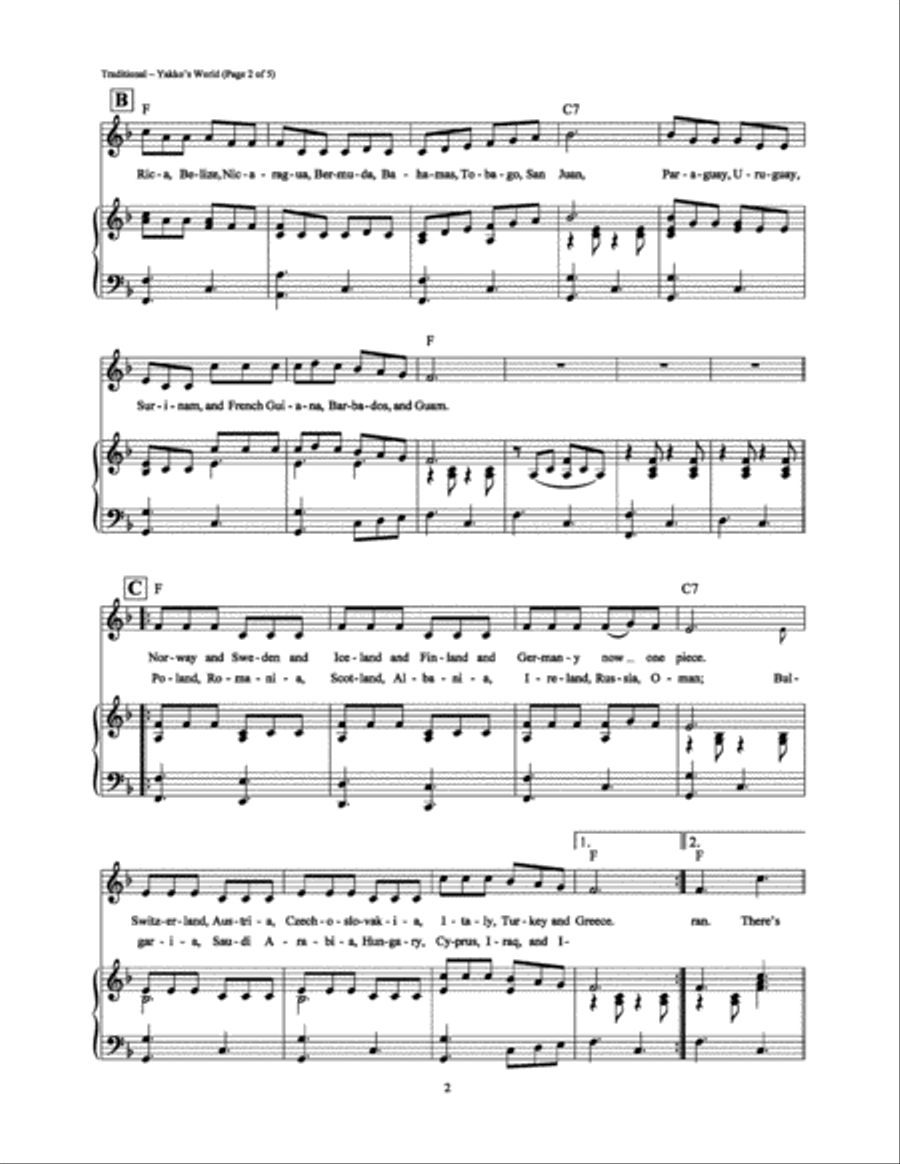 Yakko's World Yakko's World Piano, Vocal, Guitar scores gallery preview page 2