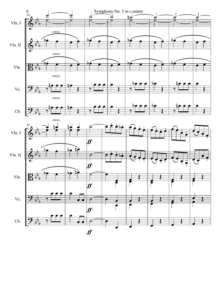 Symphony No. 5 in c minor, Movement 1 String Orchestra scores gallery preview page 6