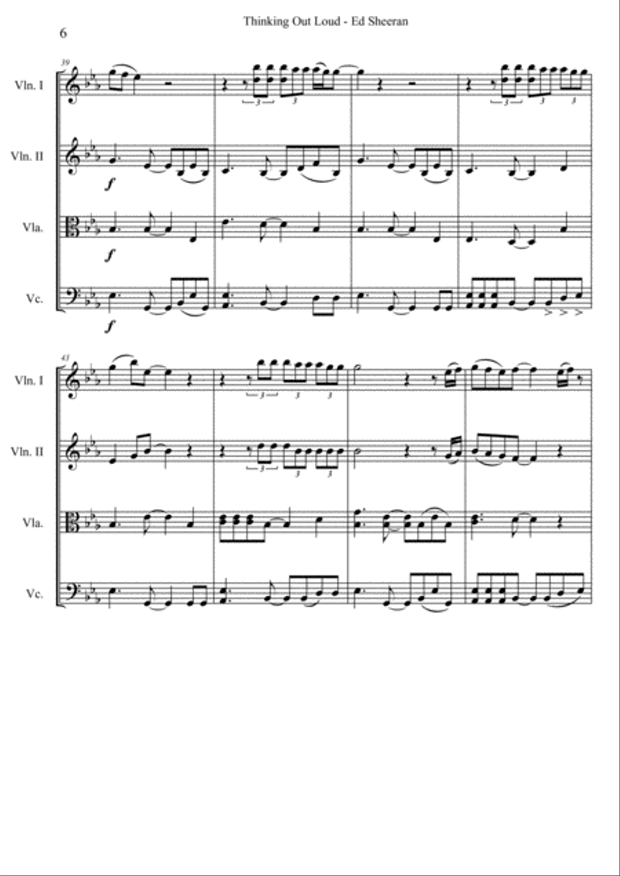 Thinking Out Loud Thinking Out Loud String Quartet scores gallery preview page 6