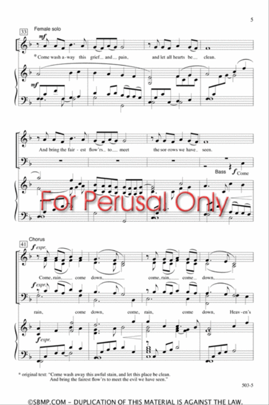 Rain Come Down - SATB Octavo 4-Part scores gallery preview page 4