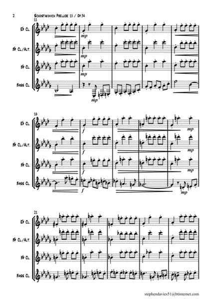 Prelude 15 Op.34 by Dmitri Shostakovich for Clarinet Trio, (Eb,Bb,Bass) image number null