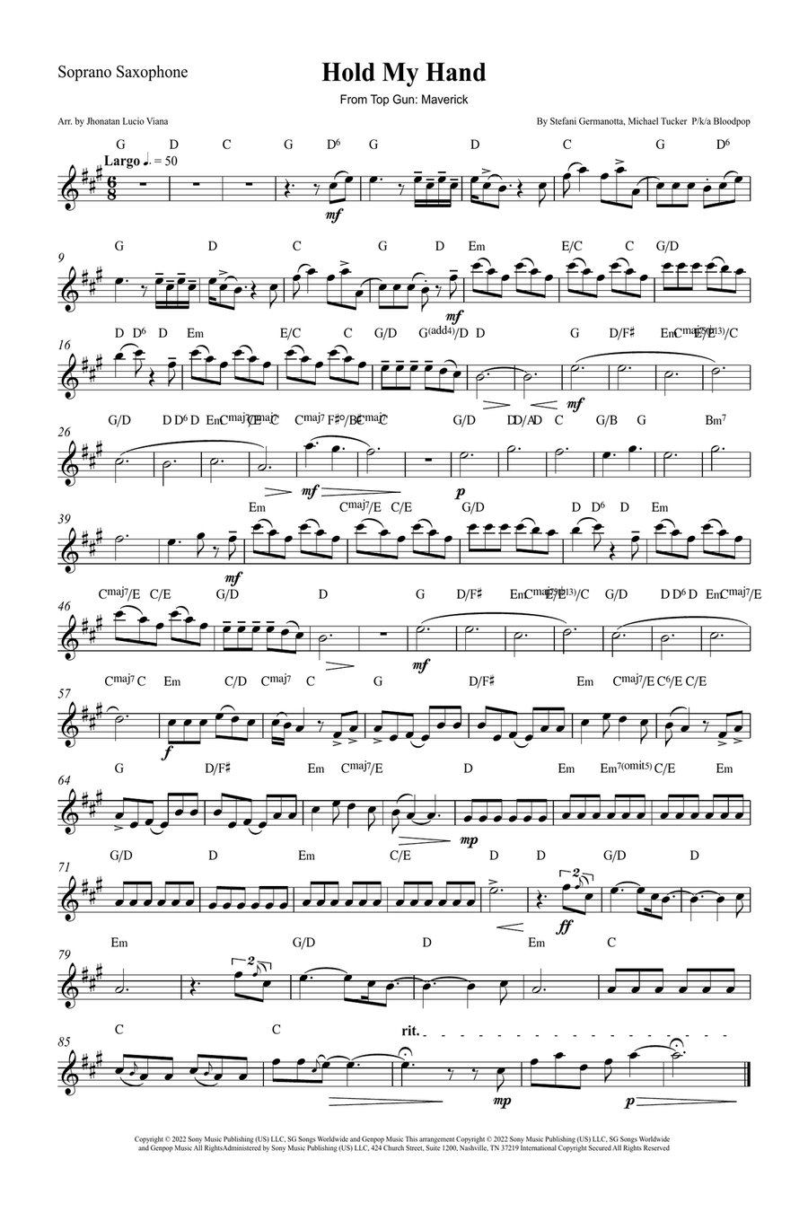 Hold My Hand Saxophone Quintet scores gallery preview page 6
