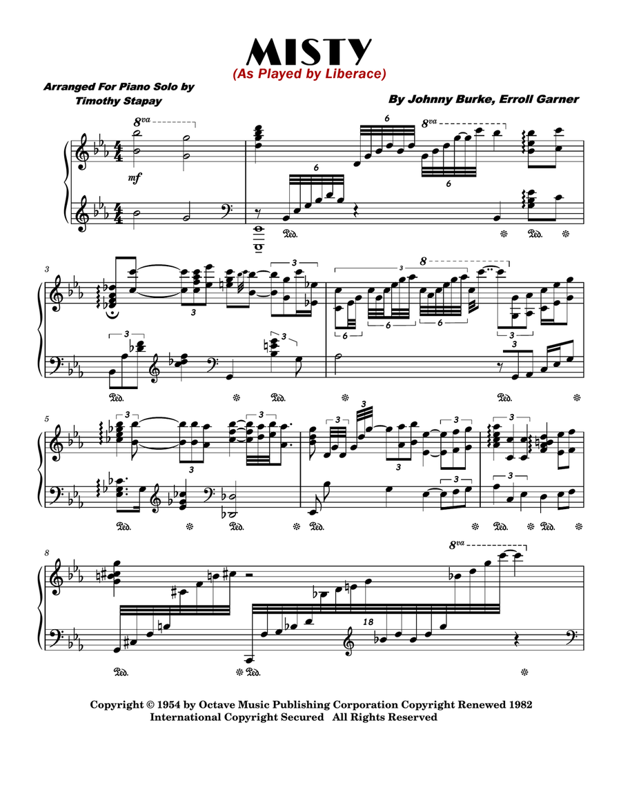 Misty Piano Solo scores gallery preview page 1