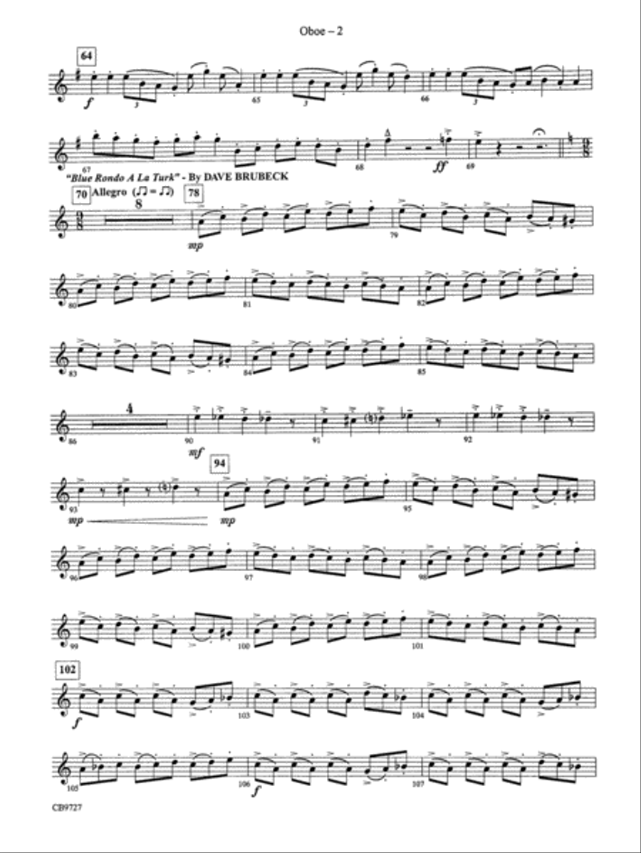 Dave Brubeck: It's About Time: Oboe Concert Band scores gallery preview page 2