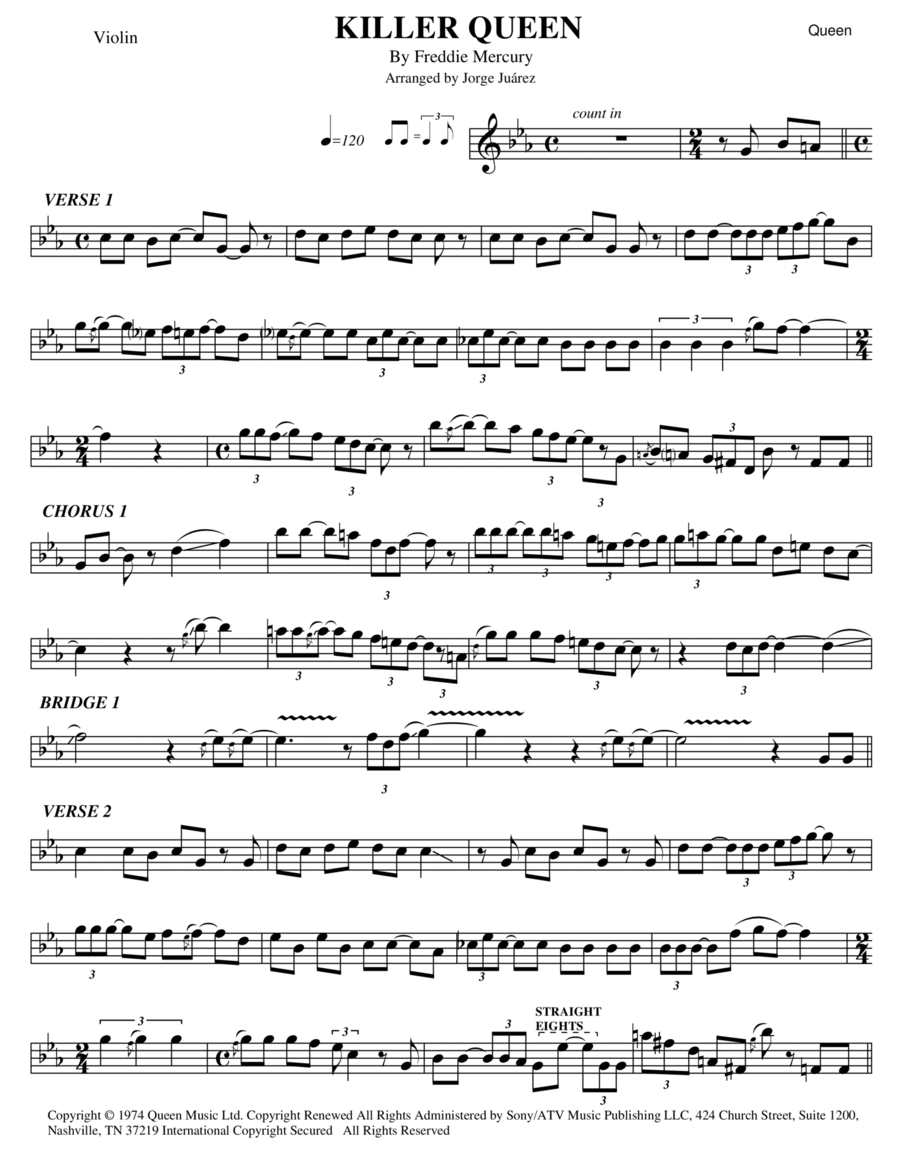 Killer Queen Violin Solo scores gallery preview page 1