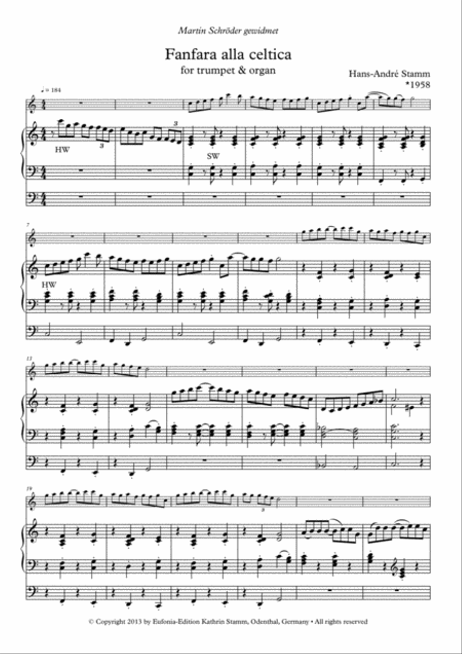 Fanfara alla celtica for trumpet and organ Trumpet Duet scores gallery preview page 2