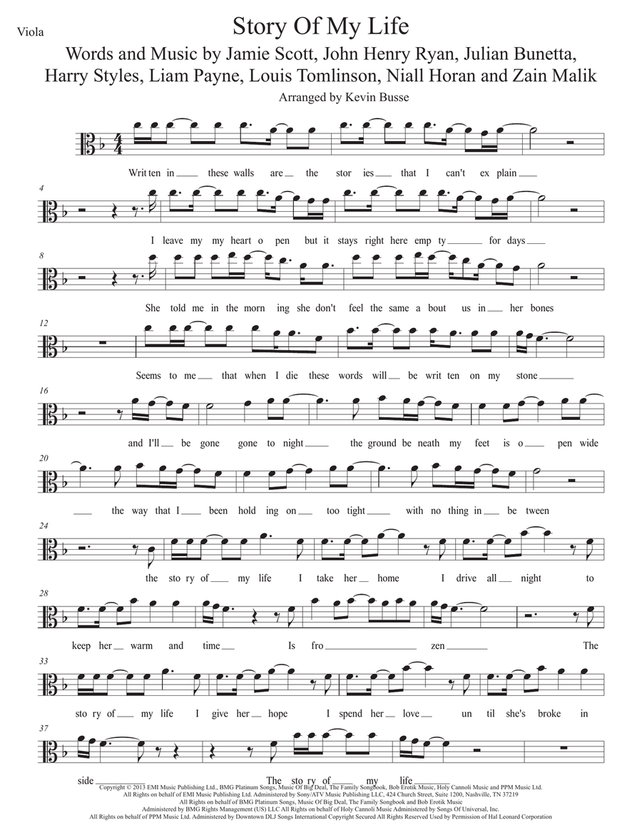Story Of My Life Viola Solo scores gallery preview page 1