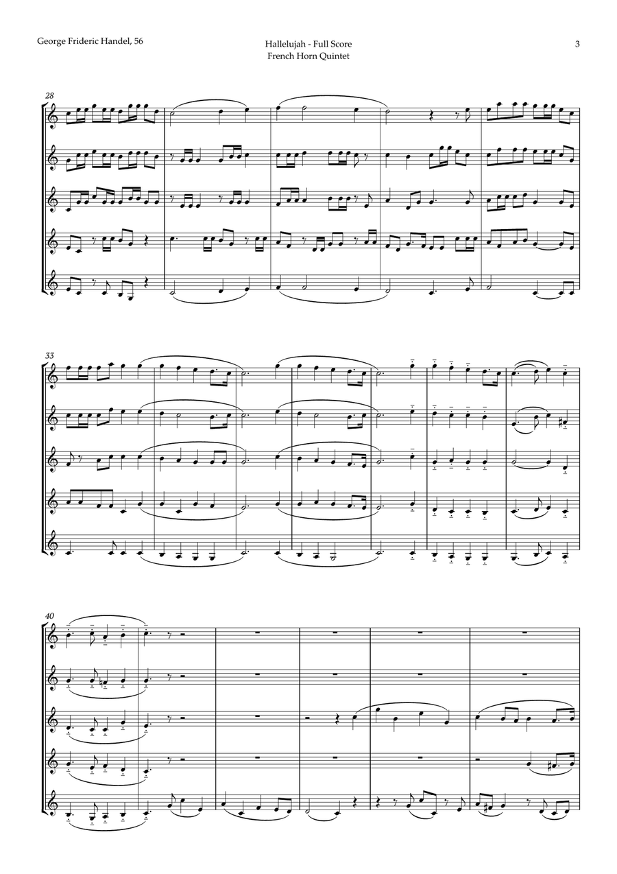 Hallelujah from Messiah by Handel for French Horn Quintet Brass Quintet scores gallery preview page 3
