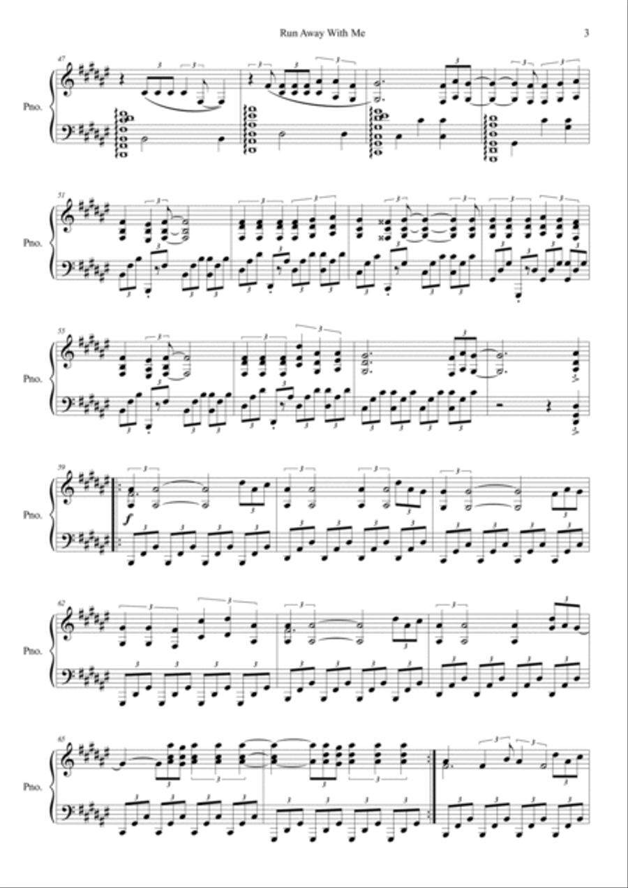 Run Away With Me Piano Solo scores gallery preview page 3
