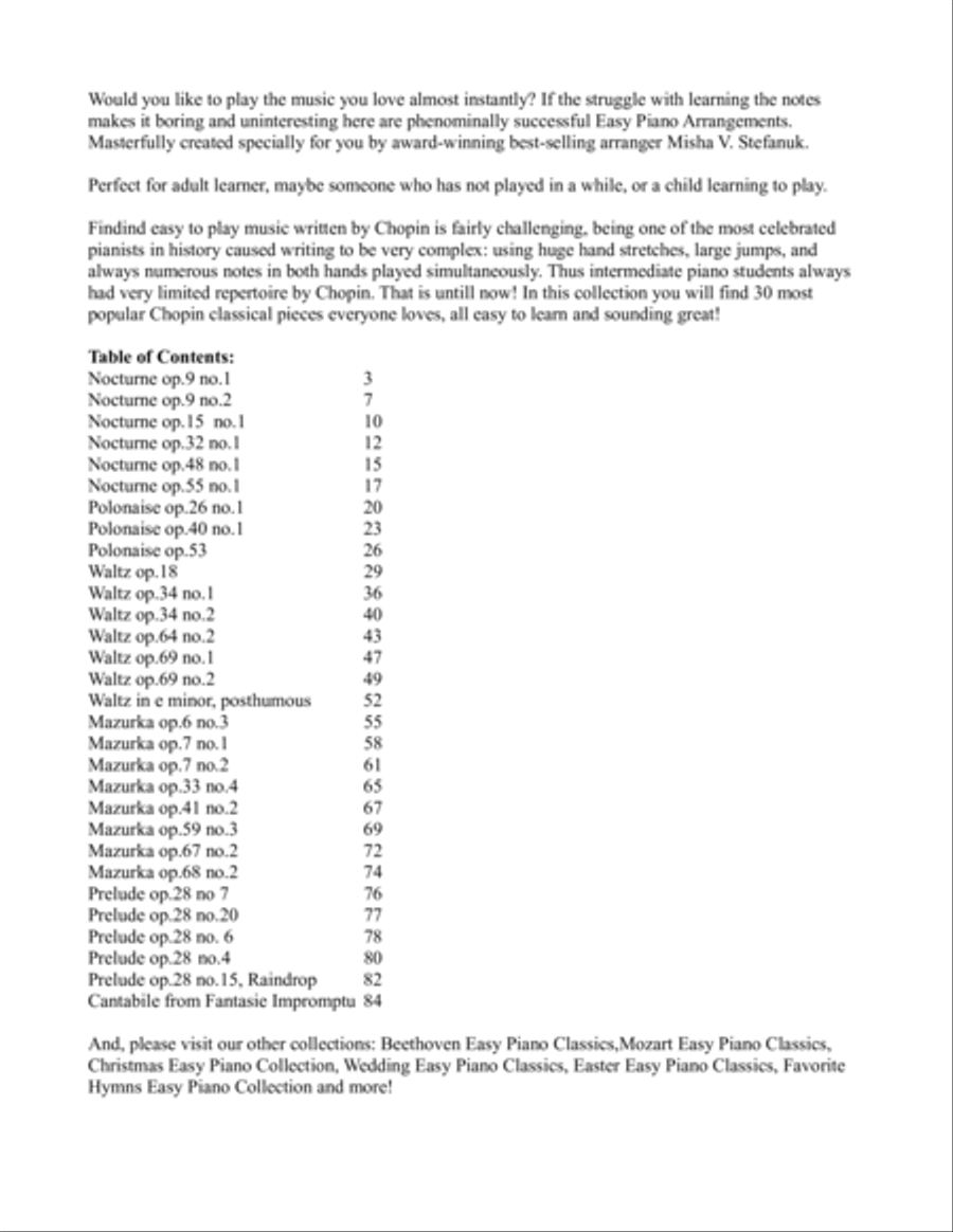 30 Chopin Easy Piano Classics Easy Piano scores gallery preview page 2