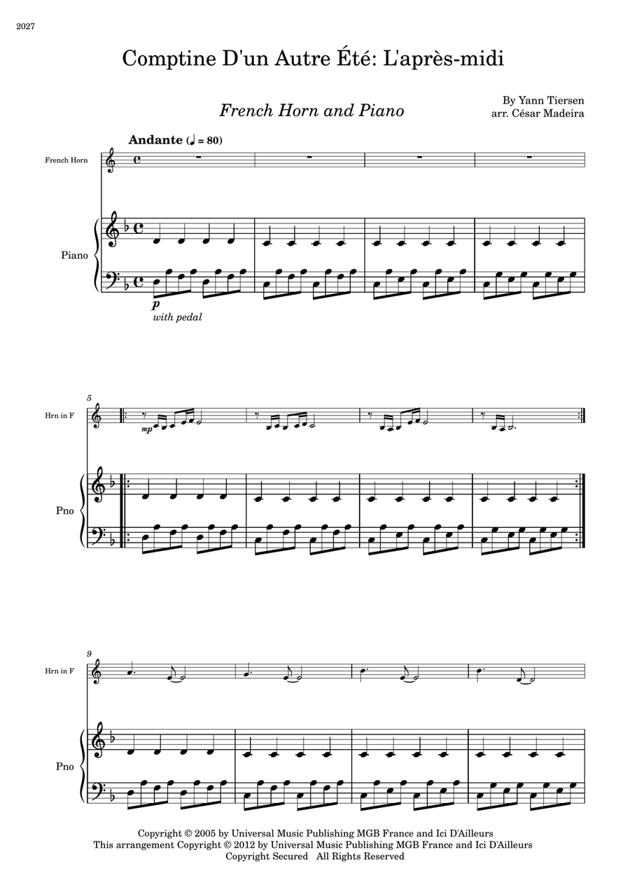 Comptine D'un Autre Été: L'après-midi Piano scores gallery preview page 2