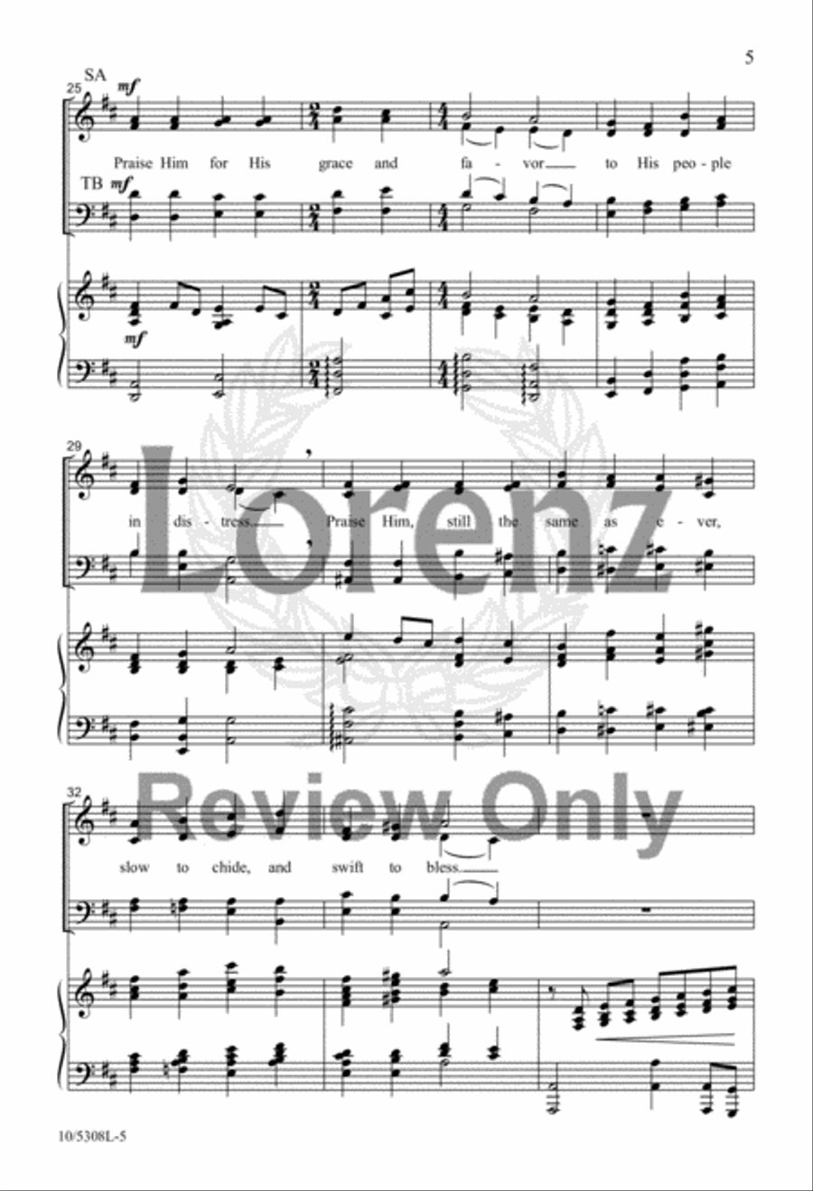 Praise, My Soul, the King of Heaven 4-Part scores gallery preview page 4