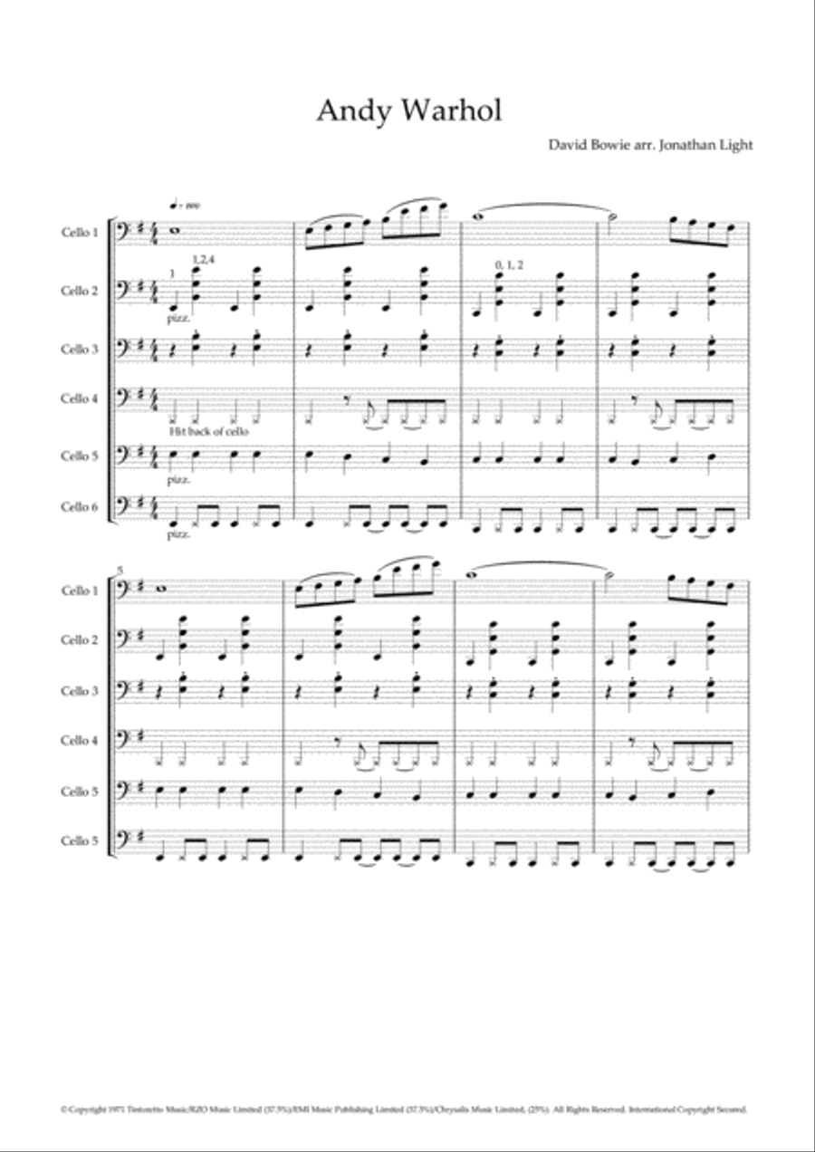 Andy Warhol Cello Solo scores gallery preview page 1