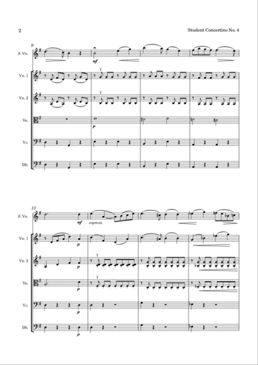 Huber Student Concertino No 4 Op. 8 for Violin and String Orchestra String Orchestra scores gallery preview page 3