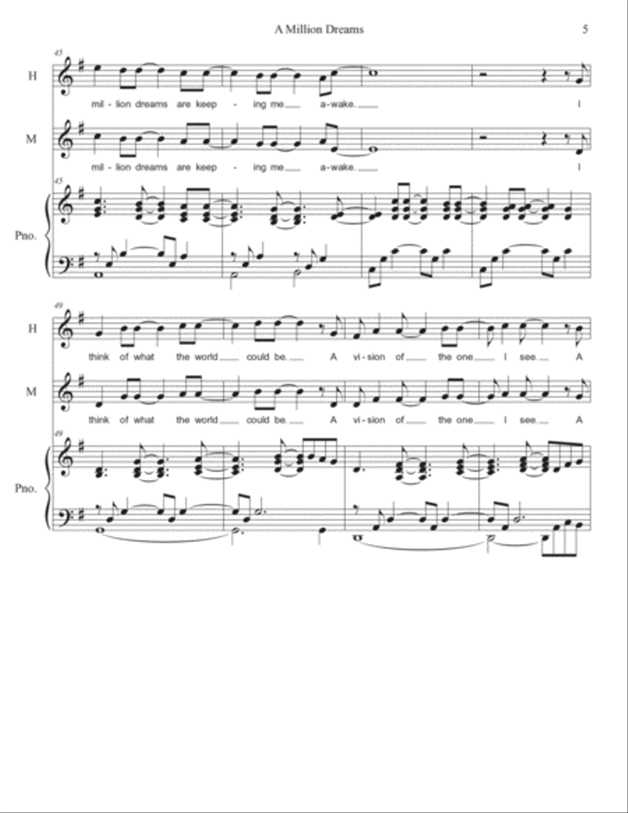 A Million Dreams A Million Dreams Unison Choir scores gallery preview page 5