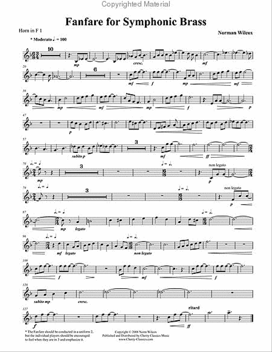 Fanfare for Symphonic Brass Score scores gallery preview page 6