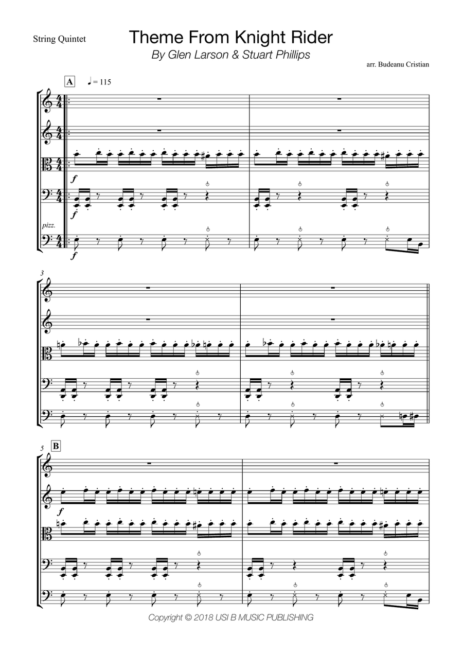 Knight Rider Theme String Quartet scores gallery preview page 1