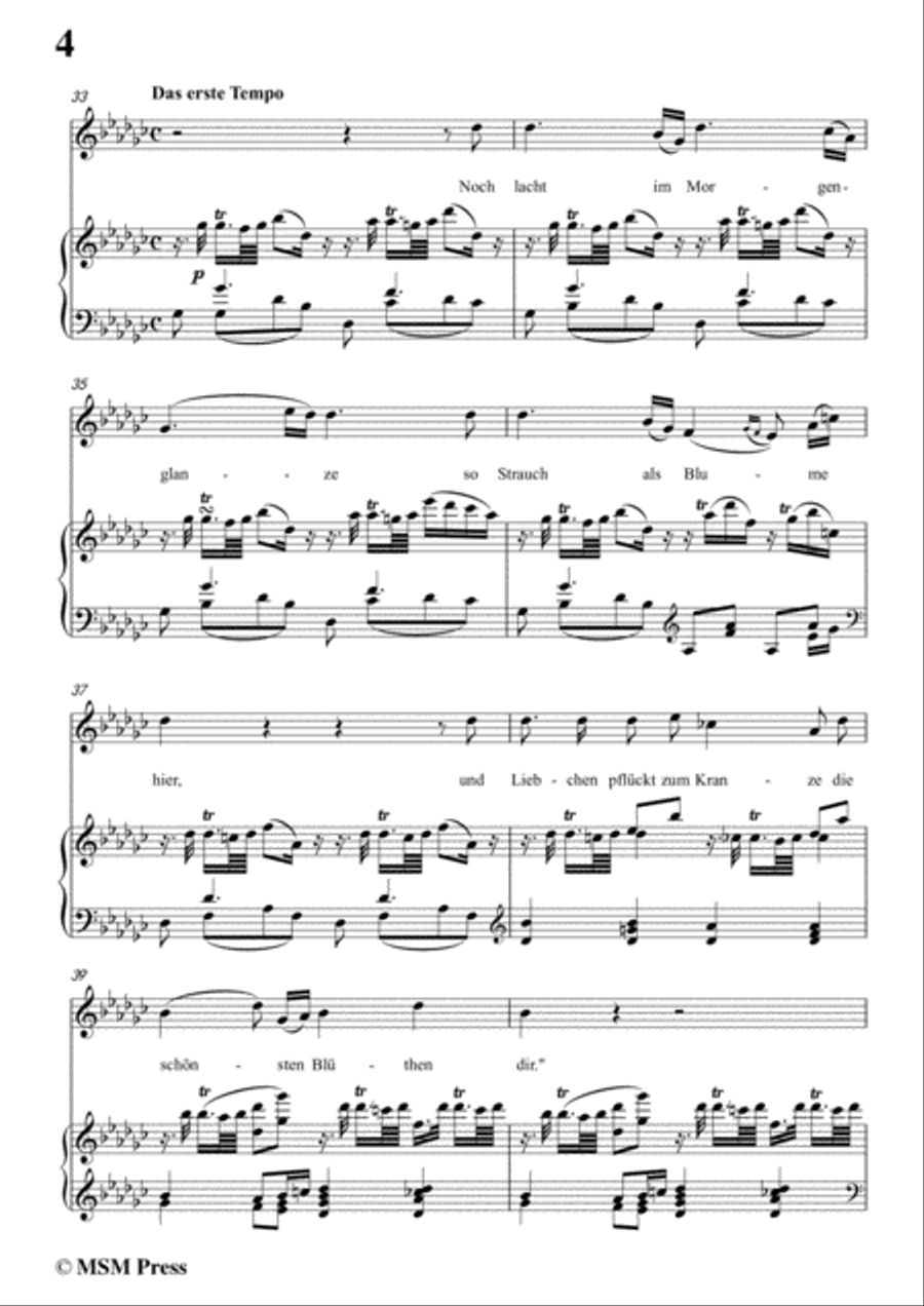 Schubert-Der Schäfer und der Reiter,in E flat Major,Op.13 No.1,for Voice and Piano Voice Solo scores gallery preview page 6