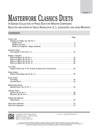 Book cover for Masterwork Classics Duets, Level 7: A Graded Collection of Piano Duets by Master Composers