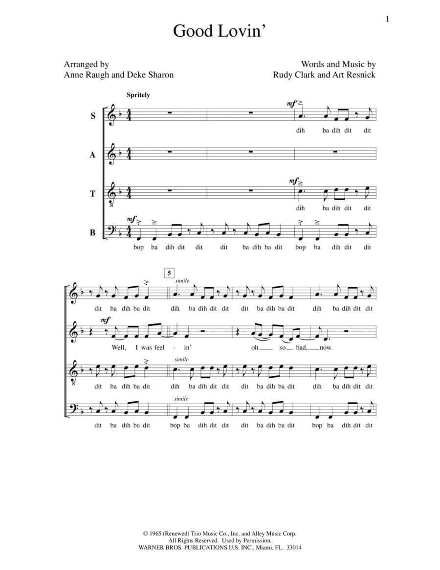 Good Lovin' Good Lovin' 4-Part scores gallery preview page 1