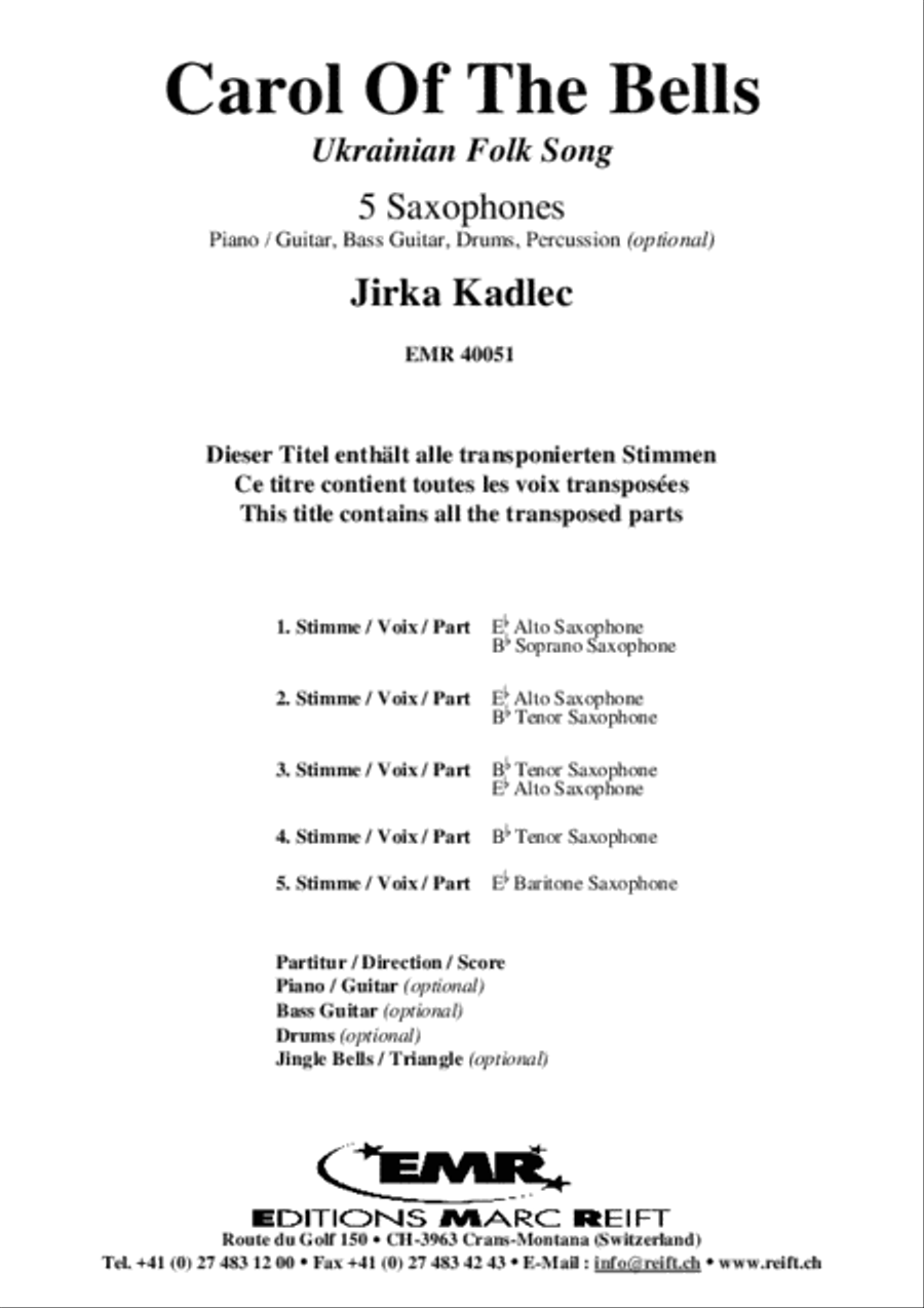 Carol Of The Bells Carol Of The Bells Saxophone Quintet scores gallery preview page 2