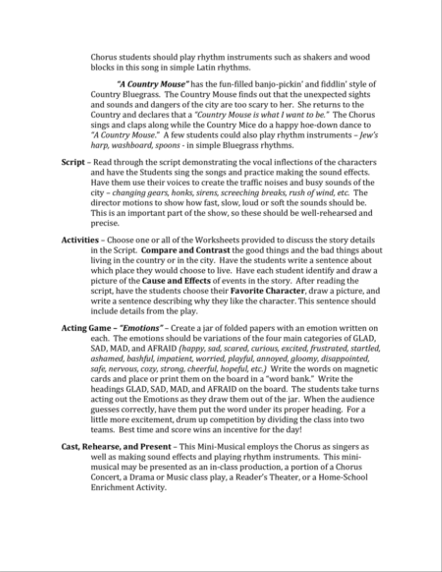 The Tale of the City Mouse and the Country Mouse - LESSON PLANS Small Ensemble scores gallery preview page 3