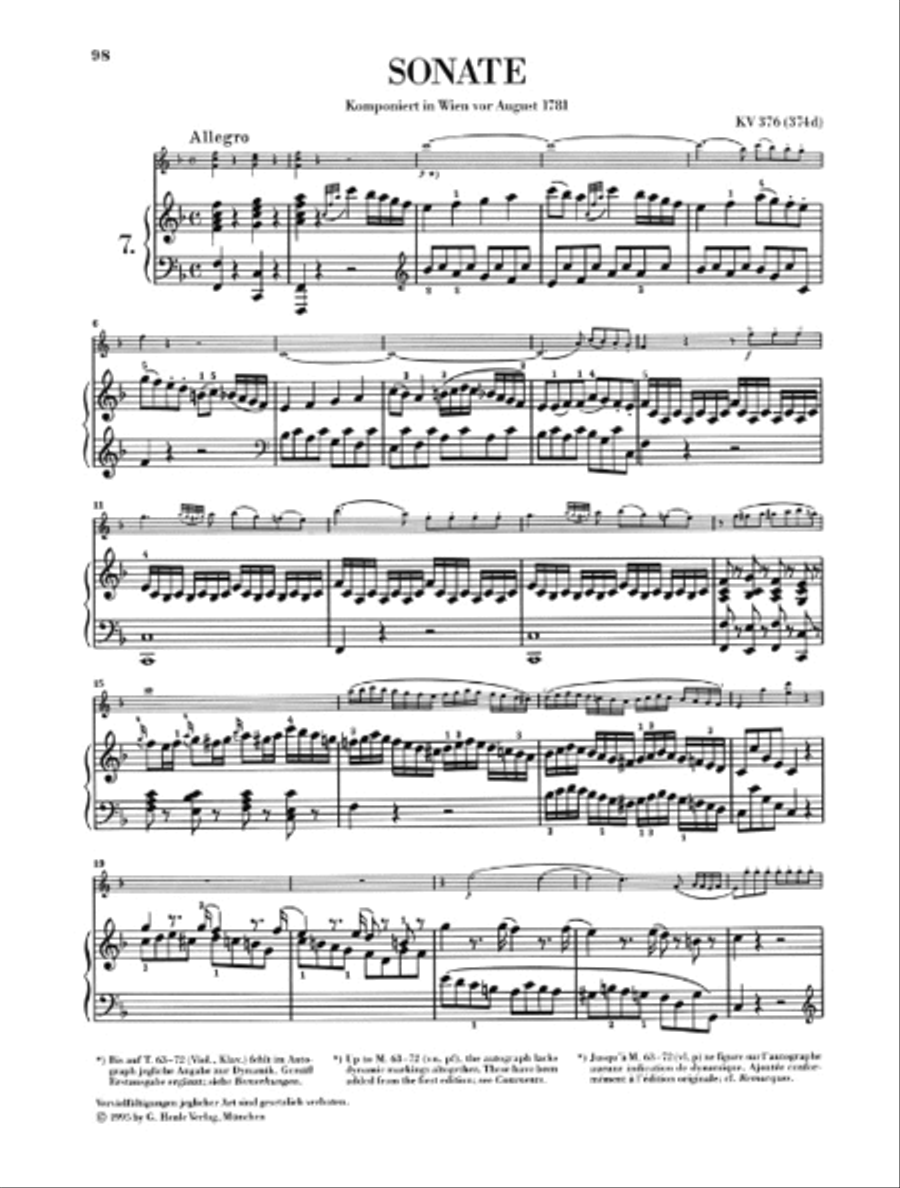Sonatas for Piano and Violin, Volume II