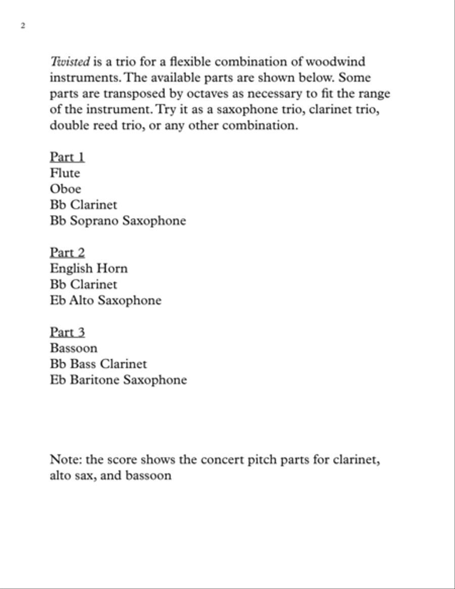 Twisted for Flexible Woodwind Trio Woodwind Trio scores gallery preview page 2