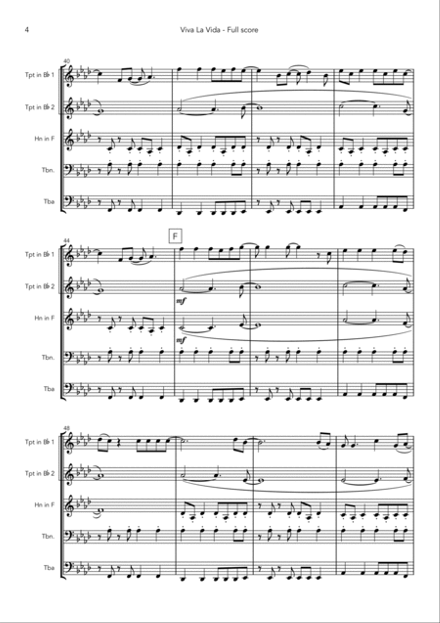 Viva La Vida Viva La Vida Brass Ensemble scores gallery preview page 4