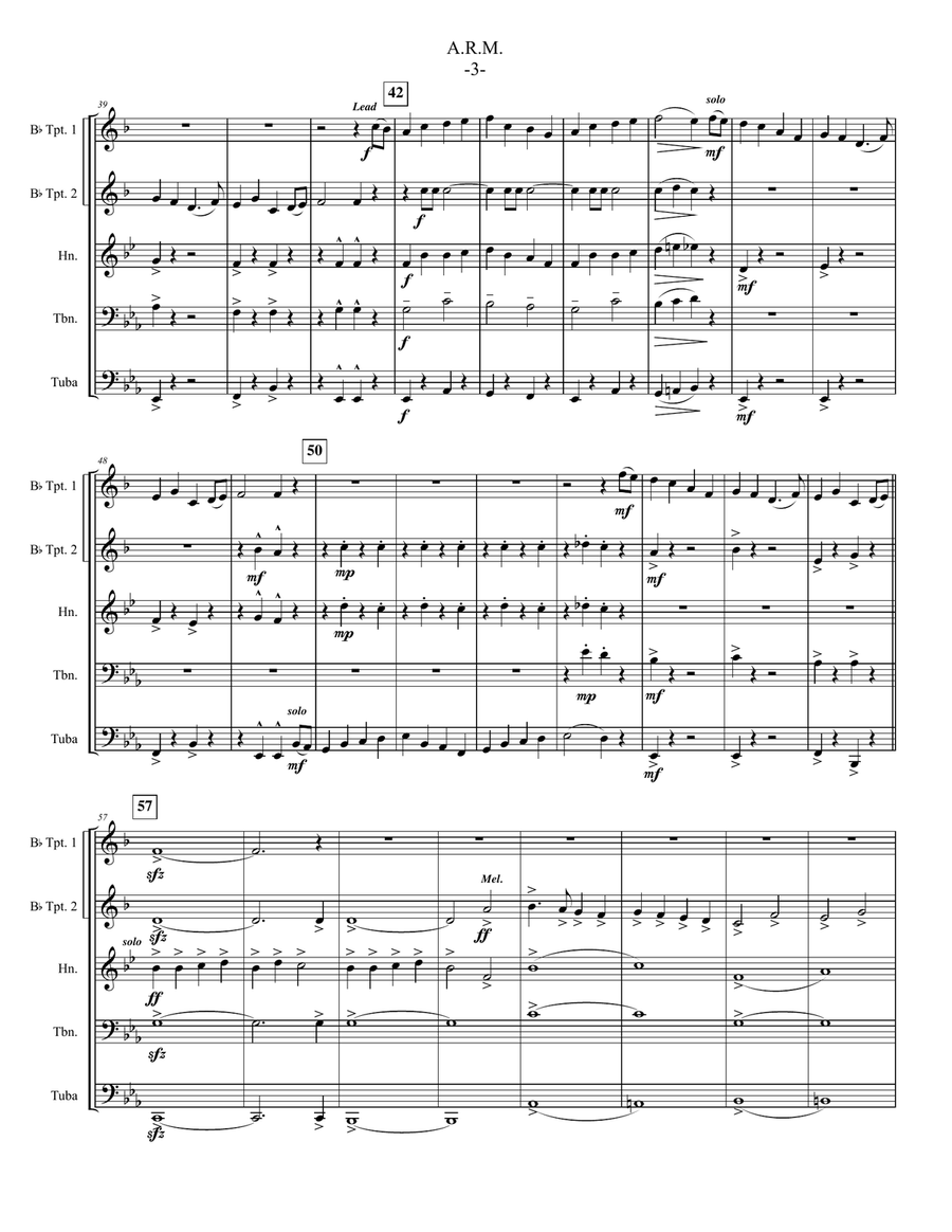 American Revolutionary War Medley (ARM) for Brass Quintet Brass Quintet scores gallery preview page 5