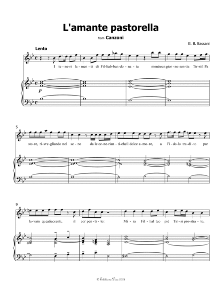 L'amante pastorella, by Bassani, in B flat Major Voice scores gallery preview page 3