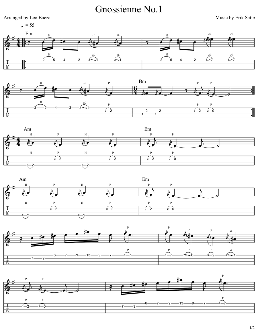 Gnossienne No. 1 Ukulele scores gallery preview page 1