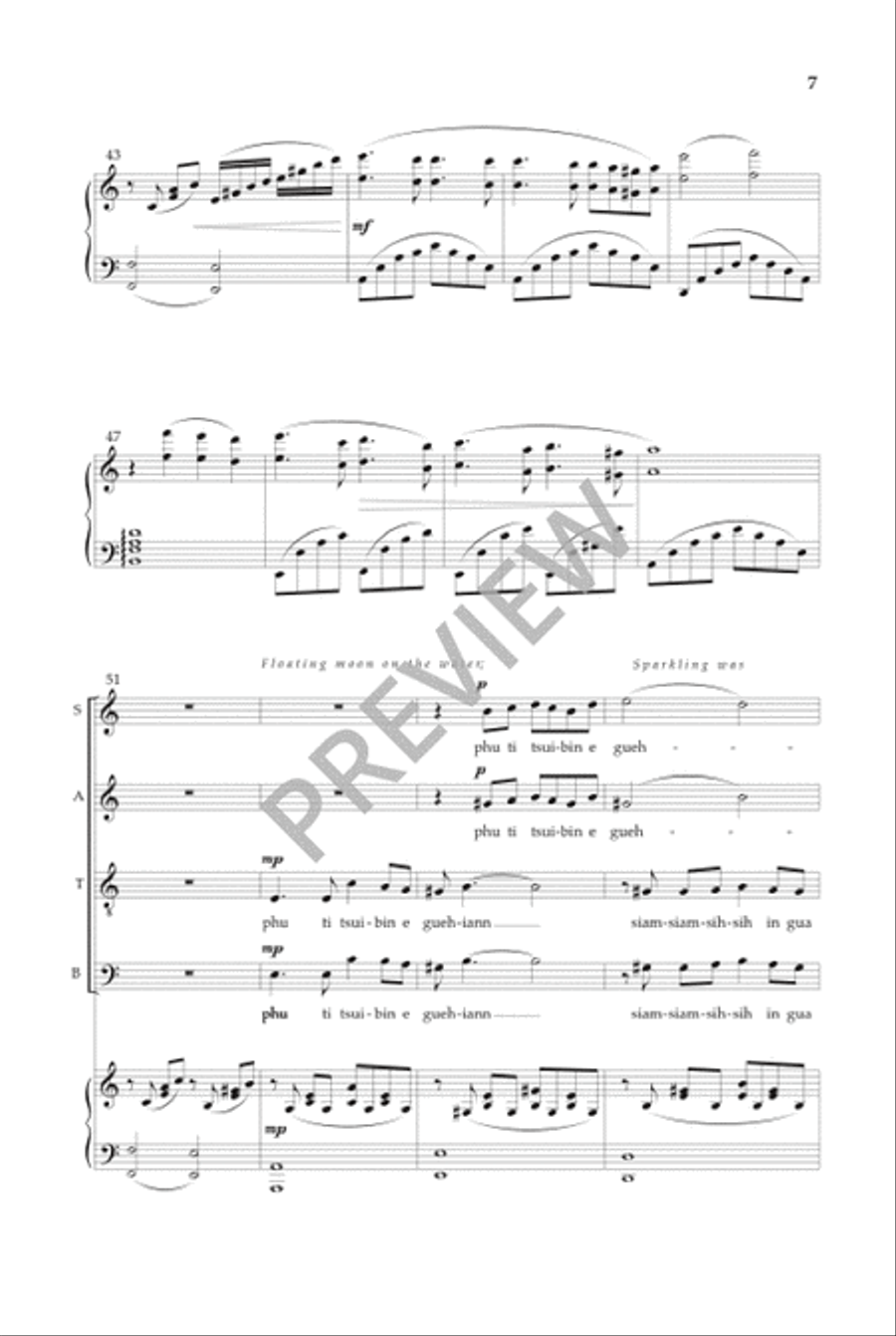 Floating Moon on the Water (SATB) 4-Part scores gallery preview page 8