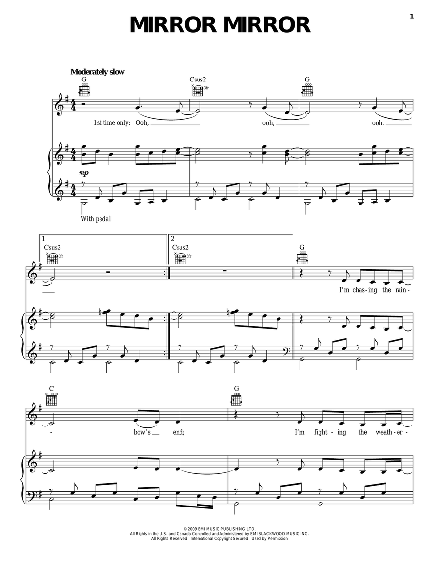 Mirror Mirror Piano, Vocal, Guitar scores gallery preview page 1