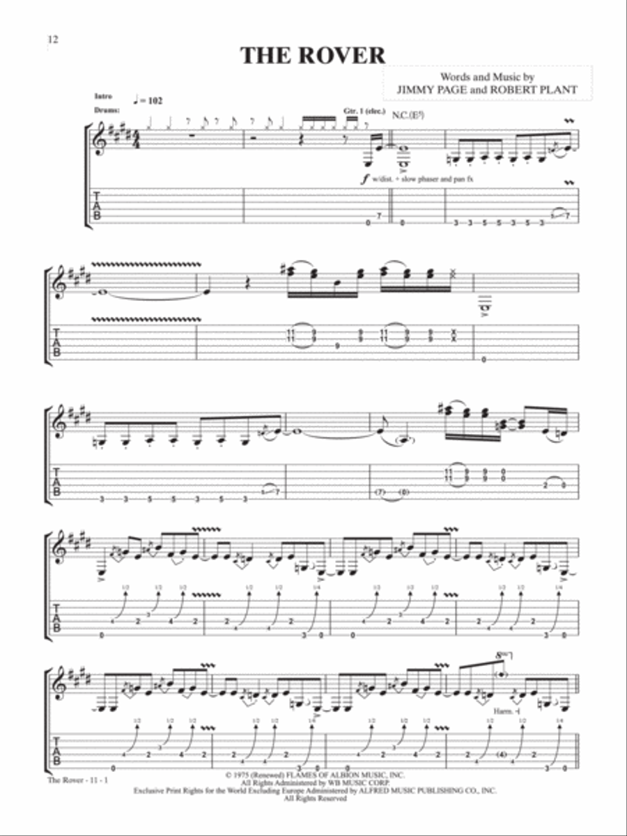 The Rover Guitar Tablature scores gallery preview page 1