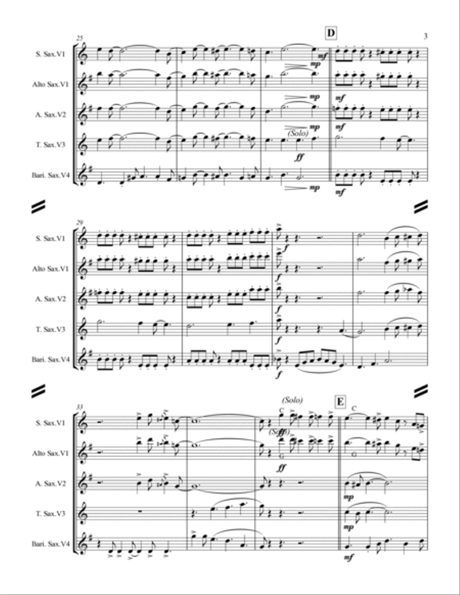 Blue Christmas Saxophone Quartet scores gallery preview page 4