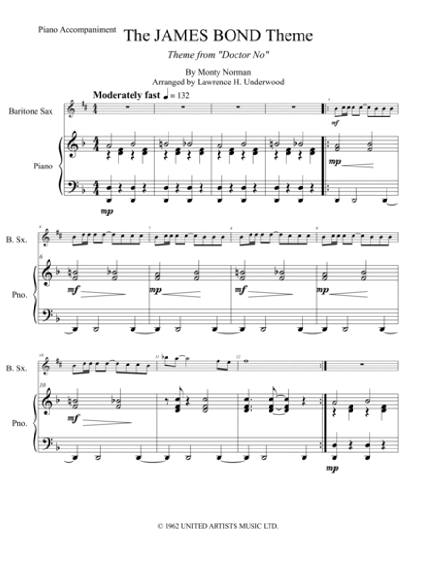 James Bond Theme Baritone Saxophone scores gallery preview page 2