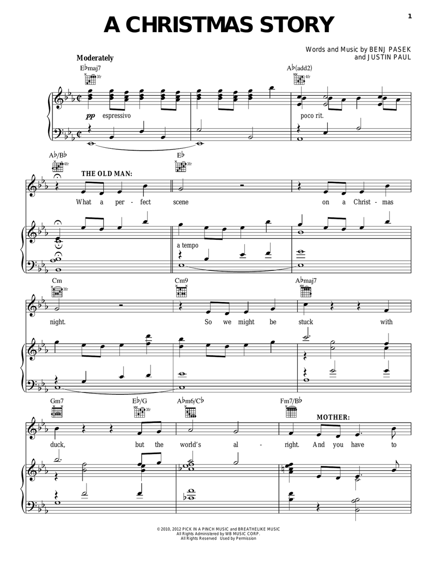 A Christmas Story A Christmas Story Piano, Vocal, Guitar scores gallery preview page 1