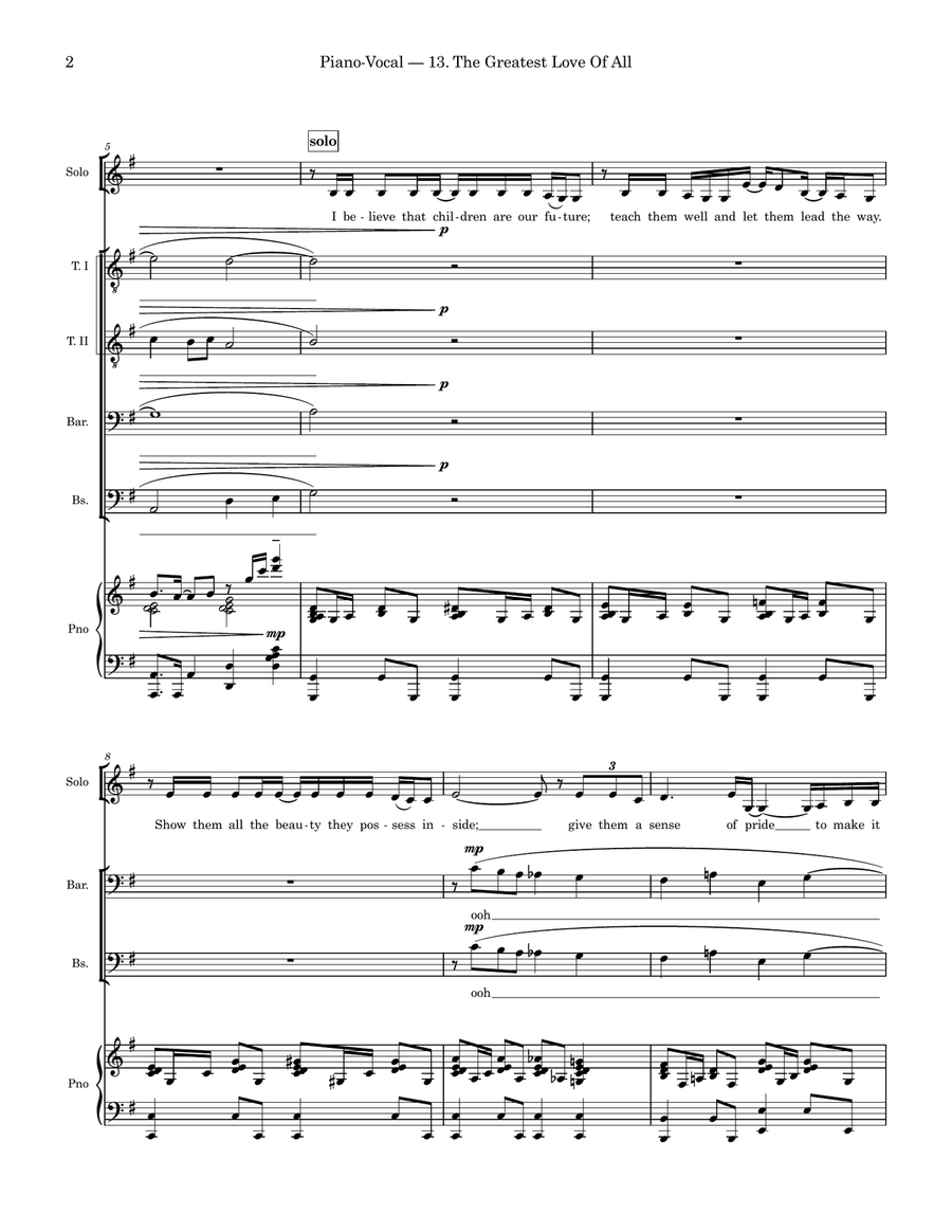 The Greatest Love Of All TTBB scores gallery preview page 2