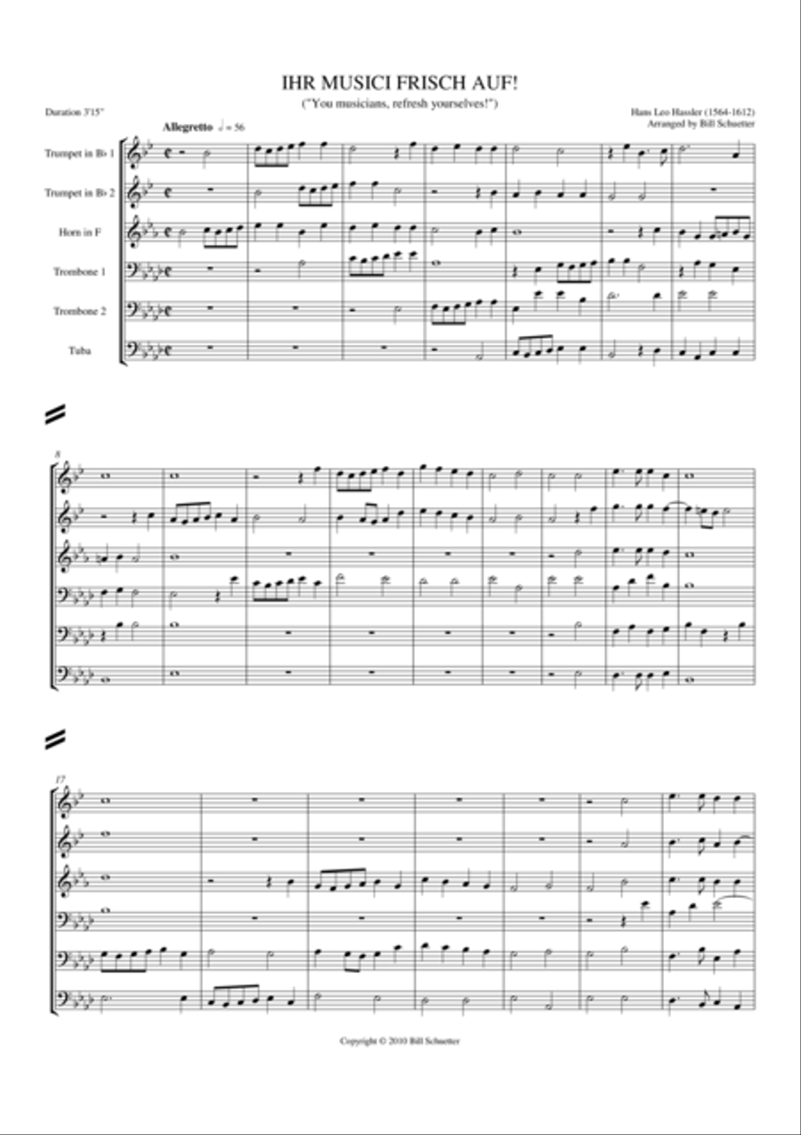 Ihr Musici, frisch auf! Ihr Musici, frisch auf! Chamber Music scores gallery preview page 2