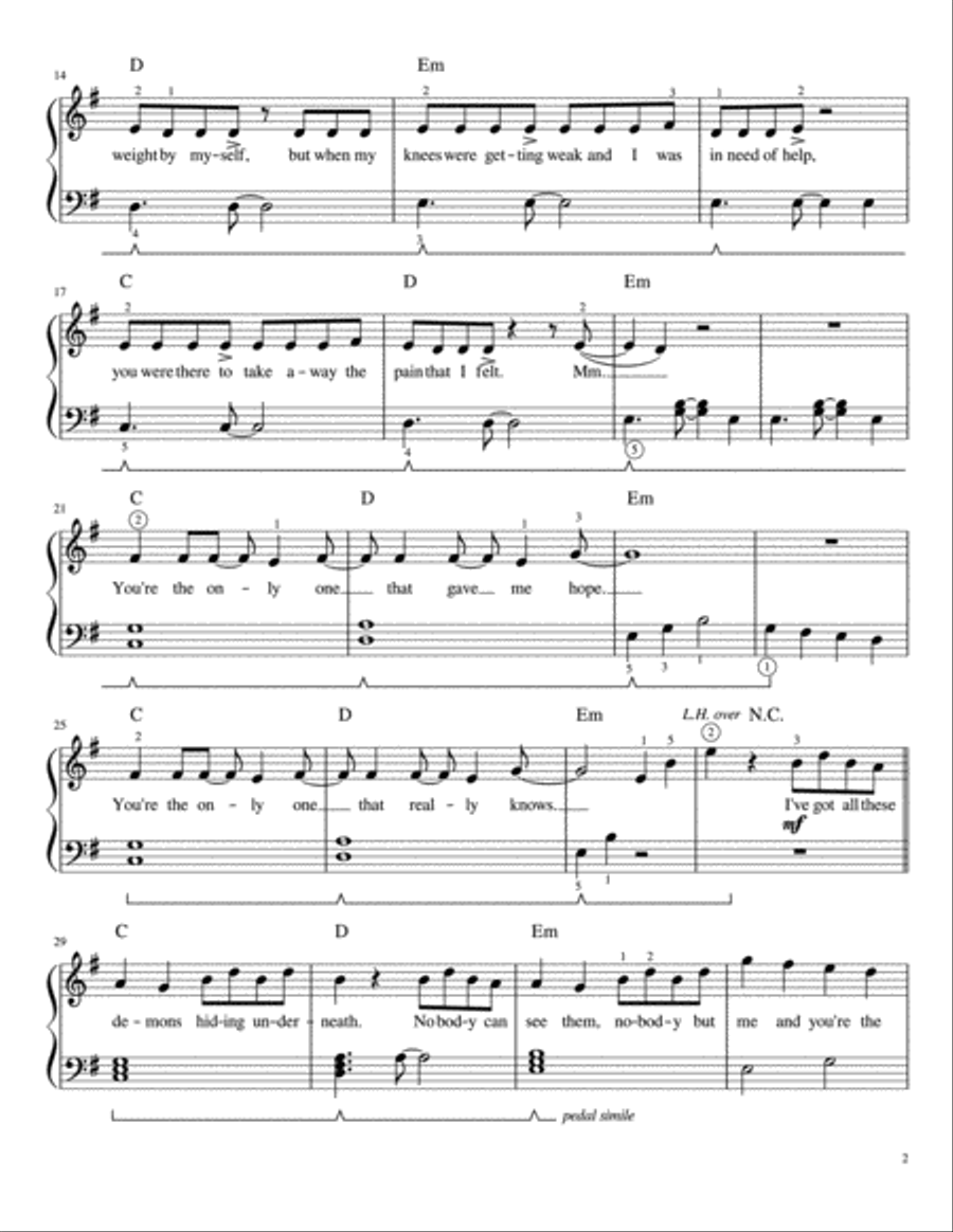 Demons Easy Piano scores gallery preview page 2