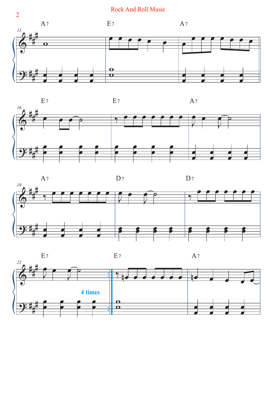 Rock And Roll Music Rock And Roll Music Easy Piano scores gallery preview page 2