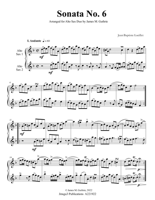 Book cover for Loeillet: Sonata No. 6 for Alto Sax Duo