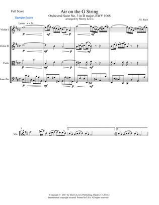 Book cover for AIR ON THE G STRING for String Quartet, Intermediate Level