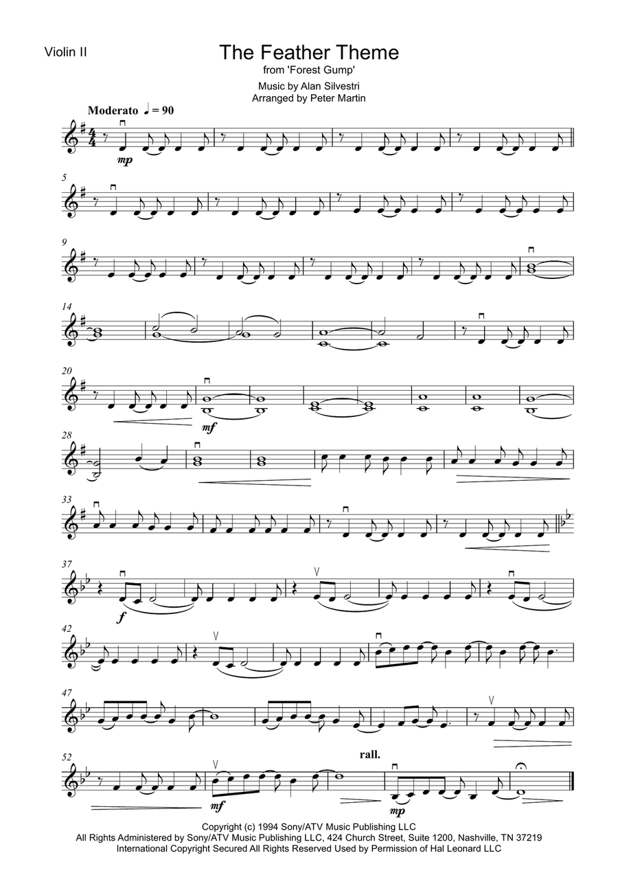 Forrest Gump - Main Title (Feather Theme) from the Paramount Motion Picture FORREST GUMP String Quartet scores gallery preview page 4