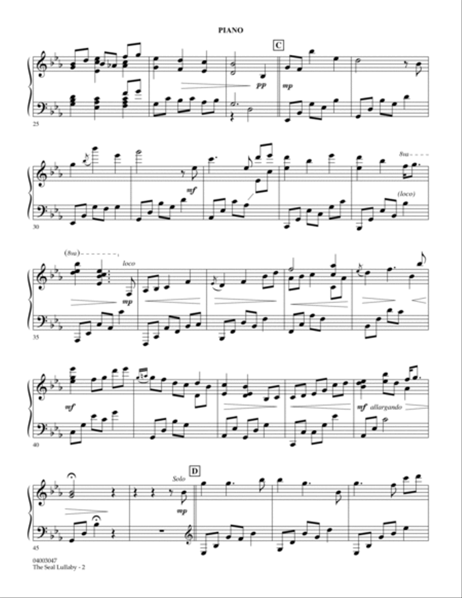 The Seal Lullaby - Piano Concert Band scores gallery preview page 2