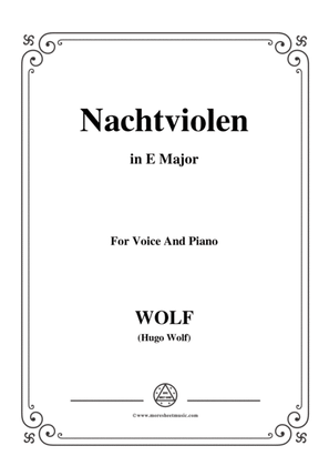 Wolf-Nachtviolen in E Major,for Voice and Piano