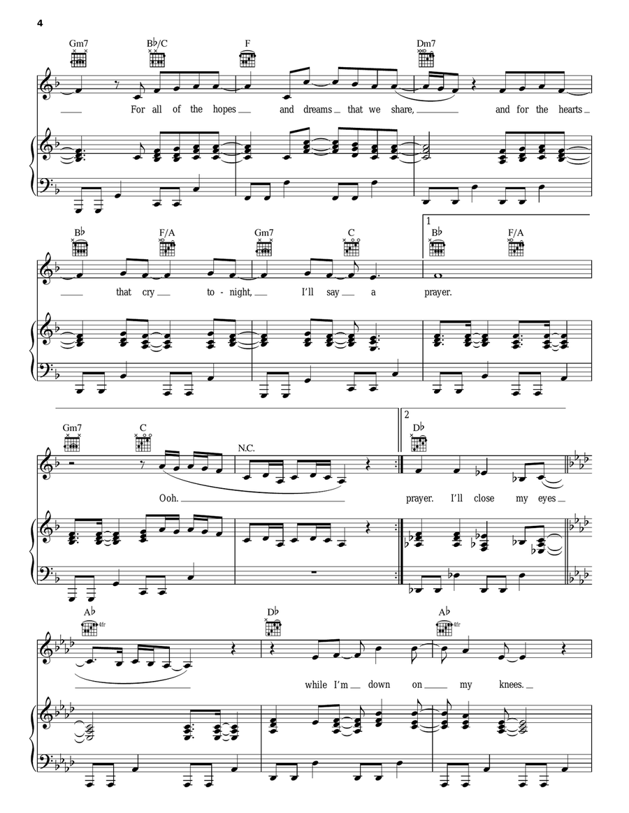 Say A Prayer Piano, Vocal, Guitar scores gallery preview page 4