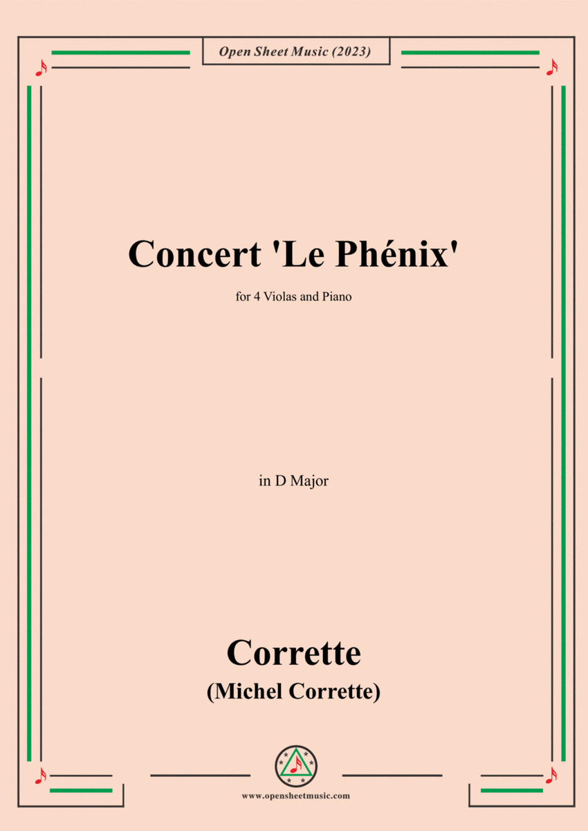 M. Corrette-Concert 'Le Phénix',in D Major,for 4 Violas and Piano image number null