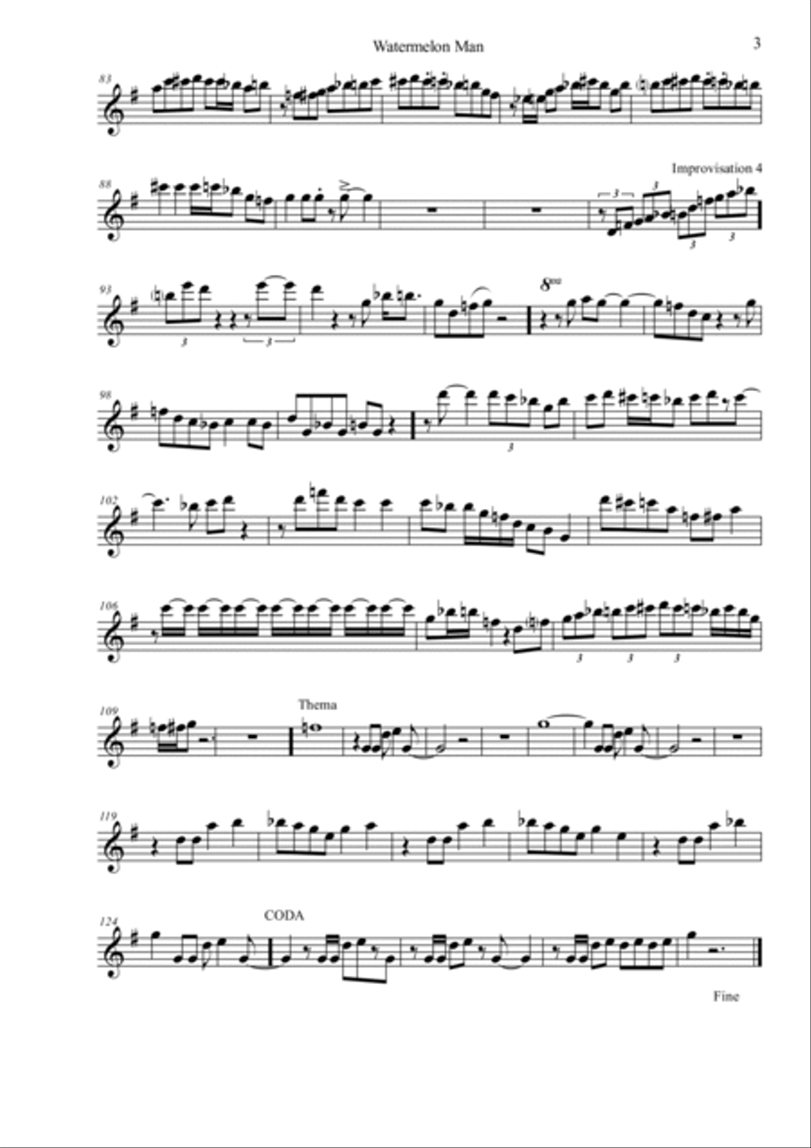 Watermelon Man Watermelon Man Clarinet scores gallery preview page 3